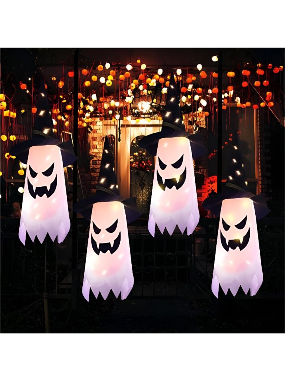 4 pcs Halloween Decoration Outdoor Halloween Decor Hanging Outdoor String Lights